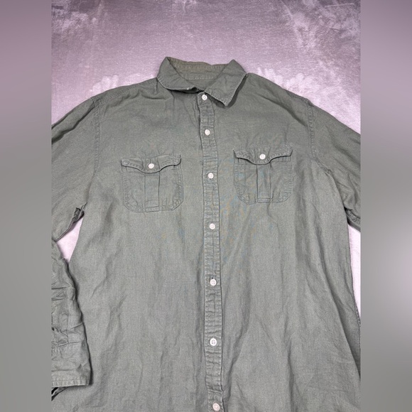 Old Navy Classic Fit Women’s Linen Cotton Blend Button Front Collared Shirt L - Picture 4 of 16